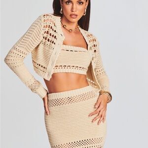 Elegant Cream Knit Cardigan + Bandeau